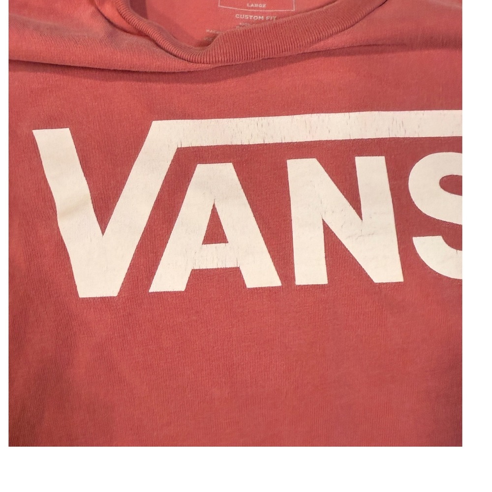 Vans Mens Graphic‎ T-Shirt Large Salmon Pink Coral Custom Fit Short Sleeve Logo - Picture 2 of 6